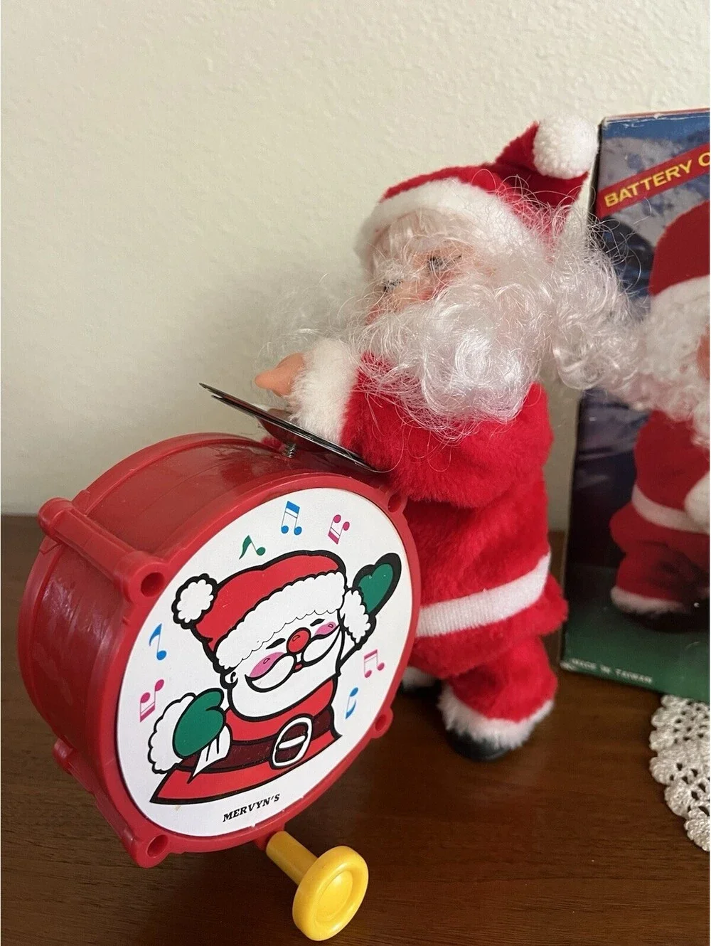 Vintage Meryvn’s Walking Santa Claus Drummer, with Box, ONLY MUSIC WORKS